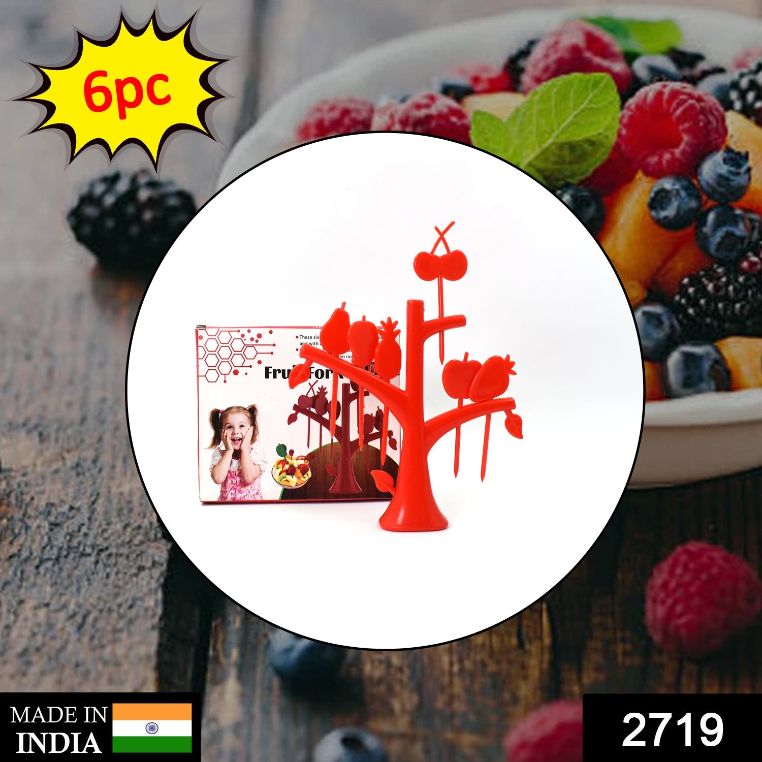 2719 6 Pc Fruit Fork widely used for fruits and vegetable salads while eating them, because of its pointed easy pickup shape and all - DeoDap 2719 6 Pc Fruit Fork widely used for fruits and vegetable salads while eating them, because of its pointed easy pickup shape and all - DeoDap